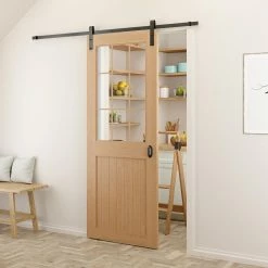 Quiet Glide 78-3/4 in. Soft Close Black Sliding Barn Door Hardware and Track Kit