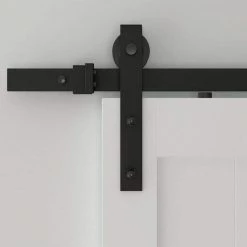 Quiet Glide 96 in. Soft Close Black Sliding Barn Door Hardware and Track Kit -Baldwin Sales Store black quiet glide barn door hardware nt140009w9608sc 1f 1000