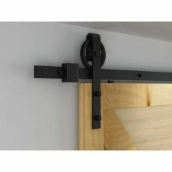 Quiet Glide 78 in. Black Flat Rail with Mounting Brackets 7 Quiet Glide 78 in. Black Flat Rail with Mounting Brackets -Baldwin Sales Store black quiet glide barn door hardware nt142108 4f 1000
