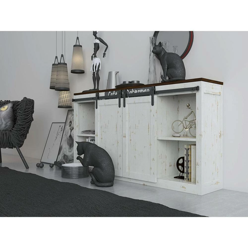 Quiet Glide 4 ft. Black Horseshoe Mini Sliding Sliding Barn Door Hardware Kit for Single Furniture Wood Doors 6 Quiet Glide 4 ft. Black Horseshoe Mini Sliding Sliding Barn Door Hardware Kit for Single Furniture Wood Doors - Image 4