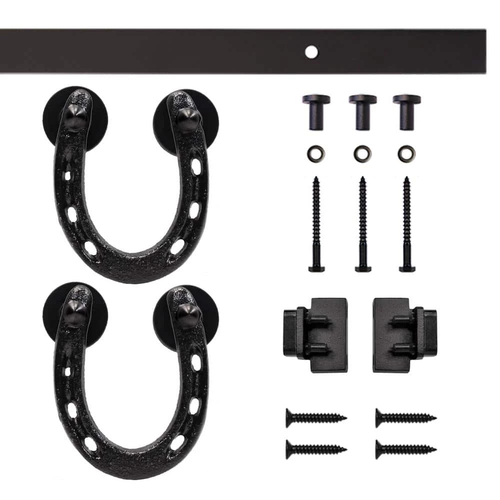Quiet Glide 4 ft. Black Horseshoe Mini Sliding Sliding Barn Door Hardware Kit for Single Furniture Wood Doors 3 Quiet Glide 4 ft. Black Horseshoe Mini Sliding Sliding Barn Door Hardware Kit for Single Furniture Wood Doors
