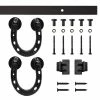 Quiet Glide 6 ft. Black Horseshoe Mini Sliding Barn Door Hardware Kit for Single Furniture Wood Doors -Baldwin Sales Store black quiet glide barn door hardware qg 1410 06 08 72 64 1000