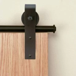 Quiet Glide 72 in. Hook Black Sliding Barn Door Round Track and Hardware Kit -Baldwin Sales Store black quiet glide barn door hardware qg1300hk08 31 1000