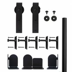 Quiet Glide 72 in. Hook Black Sliding Barn Door Round Track and Hardware Kit