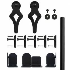 Quiet Glide 72 in. Palm-Leis Black Sliding Barn Door Round Track and Hardware Kit