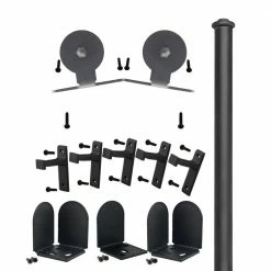 Quiet Glide 72 in. Top Mount Black Sliding Barn Door Round Track and Hardware Kit