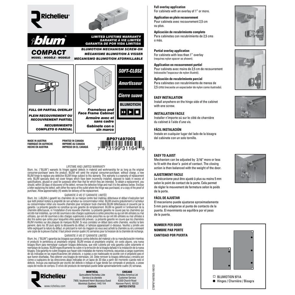 Blumotion Cabinet Door Dampener for Compact Hinges 4 Blumotion Cabinet Door Dampener for Compact Hinges - Image 2