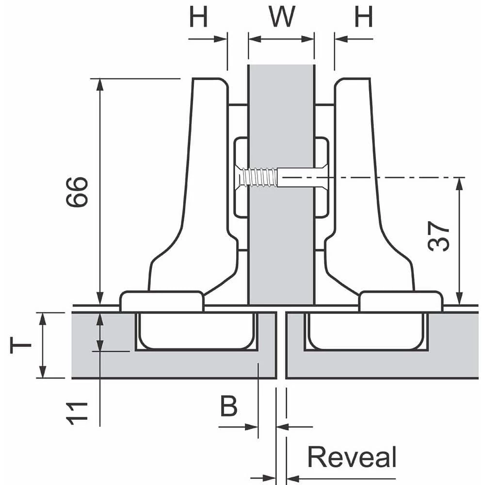 Blum CLIP Series 35 mm Spring Closing Half Overlay for Frameless Cabinet Hinge (2-Pack) 6 Blum CLIP Series 35 mm Spring Closing Half Overlay for Frameless Cabinet Hinge (2-Pack) - Image 4