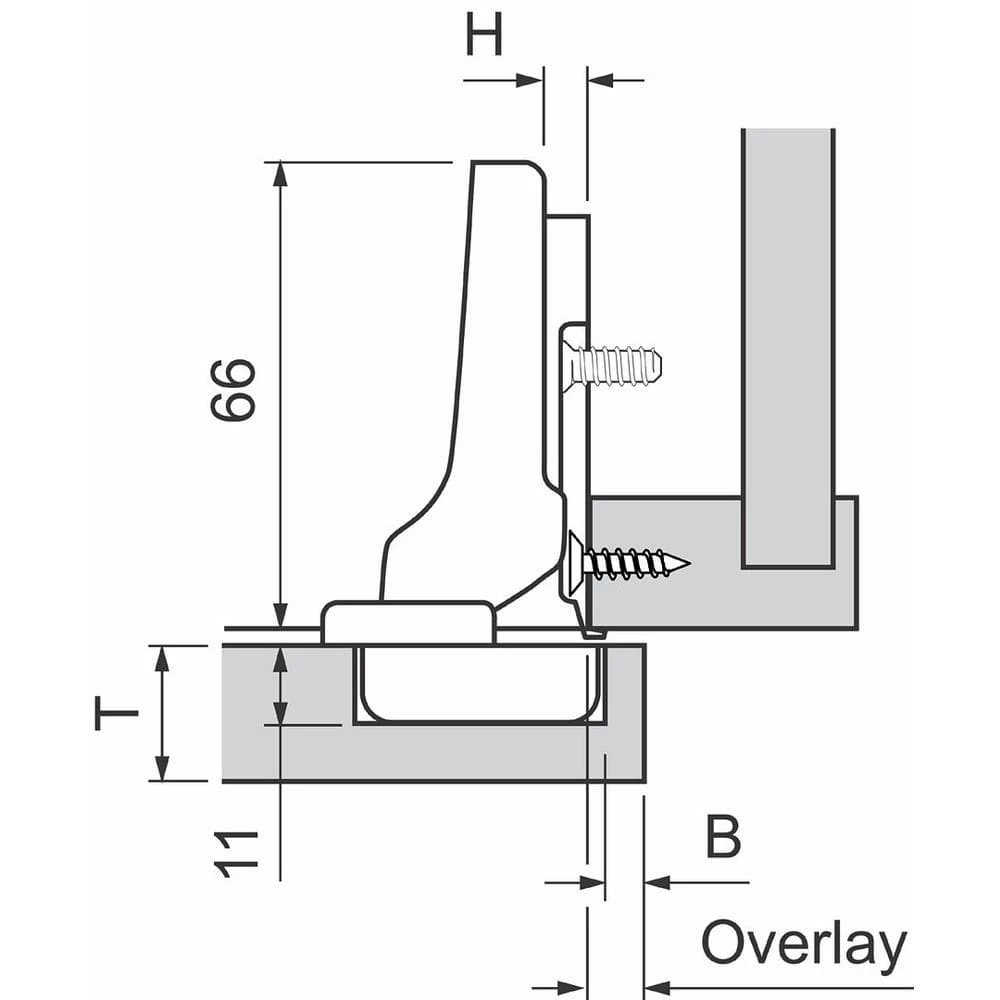 Blum CLIP Series 35 mm Spring Closing Half Overlay for Frameless Cabinet Hinge (2-Pack) 5 Blum CLIP Series 35 mm Spring Closing Half Overlay for Frameless Cabinet Hinge (2-Pack) - Image 3