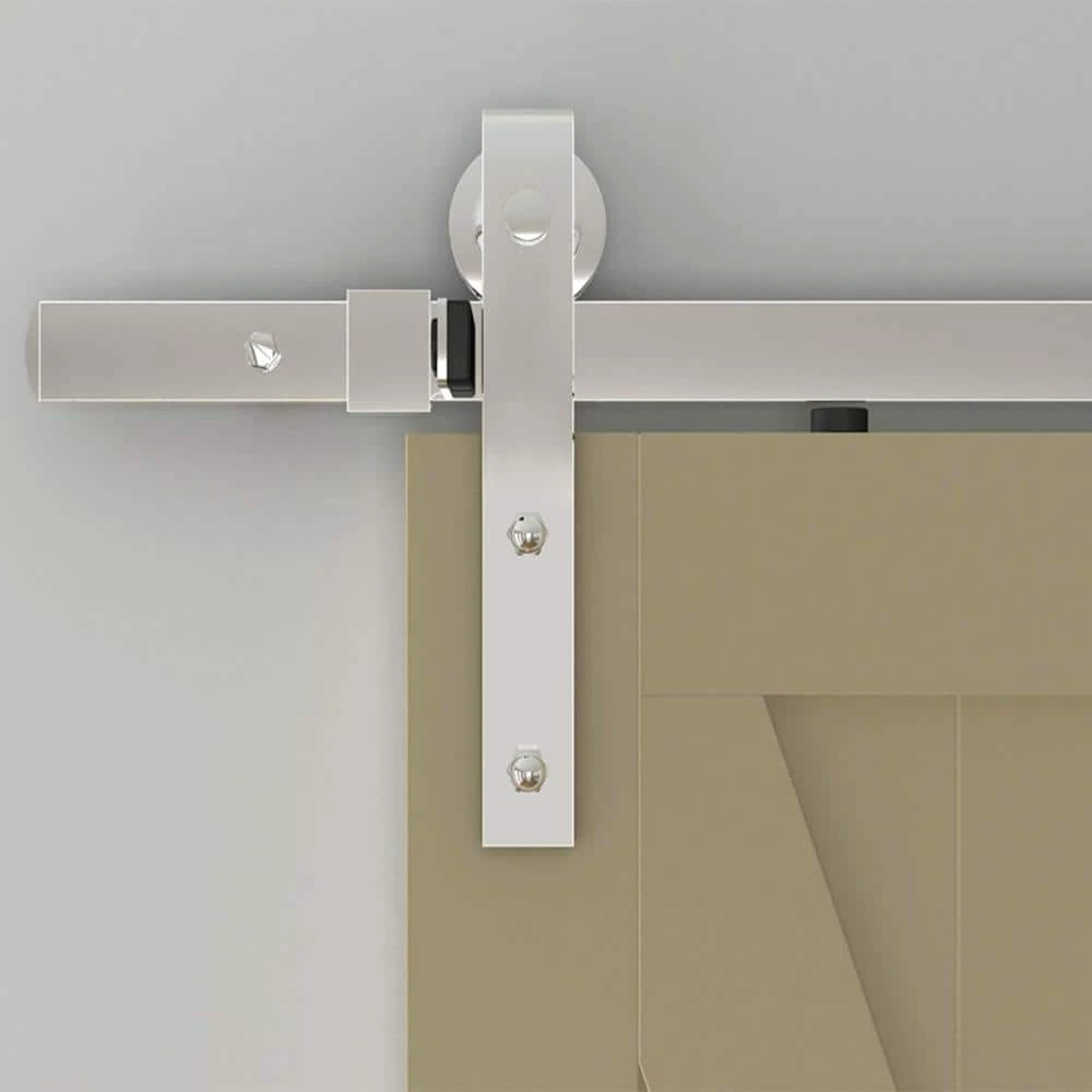 Quiet Glide 96 in. Chrome Hook Strap Sliding Barn Door Hardware and Track Kit 3 Quiet Glide 96 in. Chrome Hook Strap Sliding Barn Door Hardware and Track Kit