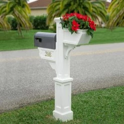 Mayne Signature Plus Decorative Polyethylene Mailbox Post, White -Baldwin Sales Store mayne mailbox posts stands 580800000 1f 1000