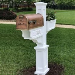 Mayne Signature Plus Decorative Polyethylene Mailbox Post, White -Baldwin Sales Store mayne mailbox posts stands 580800000 4f 1000