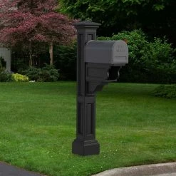 Mayne Charleston Plus Decorative Polyethylene Mailbox Post, Black -Baldwin Sales Store mayne mailbox posts stands 5846bk 1f 1000
