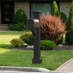 Mayne Manchester Decorative Polyethylene Mailbox Post, Black -Baldwin Sales Store mayne mailbox posts stands 5852 b 1f 1000
