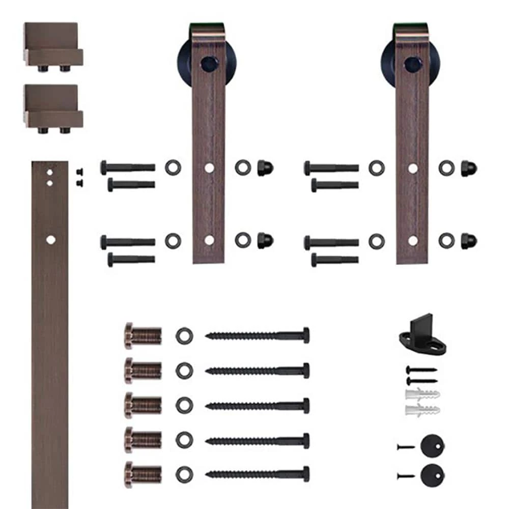Quiet Glide 78-3/4 in. Oil Rubbed Bronze Sliding Barn Door Hardware and Track Kit 4 Quiet Glide 78-3/4 in. Oil Rubbed Bronze Sliding Barn Door Hardware and Track Kit - Image 2