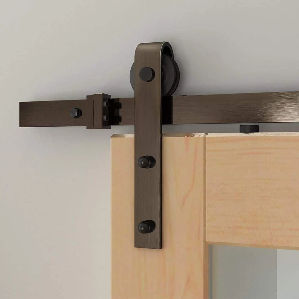 Quiet Glide 96 in. Soft Close Oil Rubbed Bronze Sliding Barn Door Hardware and Track Kit 6 Quiet Glide 96 in. Soft Close Oil Rubbed Bronze Sliding Barn Door Hardware and Track Kit - Image 4