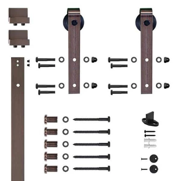 Quiet Glide 96 in. Soft Close Oil Rubbed Bronze Sliding Barn Door Hardware and Track Kit 4 Quiet Glide 96 in. Soft Close Oil Rubbed Bronze Sliding Barn Door Hardware and Track Kit - Image 2