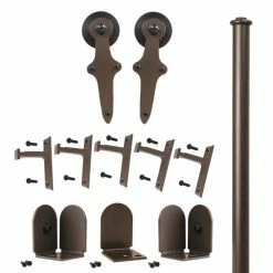 Quiet Glide 96 in. Wright Oil Rubbed Bronze Sliding Barn Door Round Track and Hardware Kit