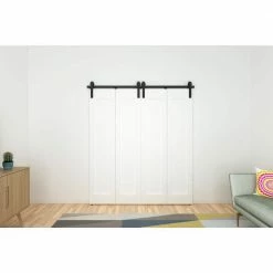 Quiet Glide 72 in. Black Double Bi-Fold Sliding Barn Door Track and Hardware Kit -Baldwin Sales Store quiet glide bi fold door hardware nt bf1500 fm 08 6 2 31 1000