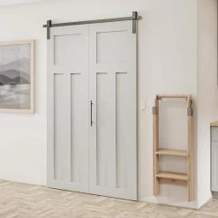 Quiet Glide 72 in. Black Single Bi-Fold Sliding Barn Door Track and Hardware Kit 9 Quiet Glide 72 in. Black Single Bi-Fold Sliding Barn Door Track and Hardware Kit -Baldwin Sales Store quiet glide bi fold door hardware nt bf1500 fm 08 6 4f 1000