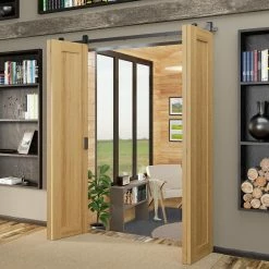 Quiet Glide 72 in. Black Double Bi-Fold Top Mount Sliding Barn Door Track and Hardware Kit