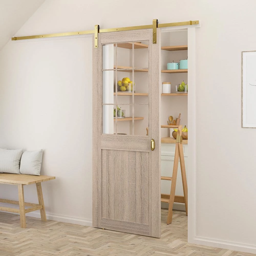 Quiet Glide 96 in. Soft Close Satin Brass Sliding Barn Door Hardware and Track Kit 3 Quiet Glide 96 in. Soft Close Satin Brass Sliding Barn Door Hardware and Track Kit