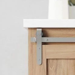 Quiet Glide 48 in. Satin Nickel Miniature Hook Sliding Barn Door Hardware for Double Furniture Wood Doors 9 Quiet Glide 48 in. Satin Nickel Miniature Hook Sliding Barn Door Hardware for Double Furniture Wood Doors -Baldwin Sales Store satin nickel quiet glide barn door hardware nt 1310 01 sn 48 2 4f 1000