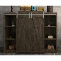 Quiet Glide 48 in. Satin Nickel Miniature Hook Sliding Barn Door Hardware for Double Furniture Wood Doors