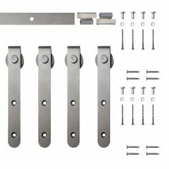 Quiet Glide 60 in. Satin Nickel Miniature Hook Sliding Barn Door Hardware for Double Furniture Wood Doors -Baldwin Sales Store satin nickel quiet glide barn door hardware nt 1310 01 sn 60 2 c3 1000