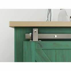 Quiet Glide 48 in. Satin Nickel Miniature Top Mount Sliding Barn Door Hardware for Double Furniture Wood Doors -Baldwin Sales Store satin nickel quiet glide barn door hardware nt 1310 03 sn 48 2 4f 1000