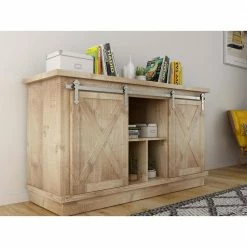 Quiet Glide 48 in. Satin Nickel Miniature Diamond Sliding Barn Door Hardware for Double Furniture Wood Doors