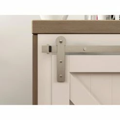 Quiet Glide 48 in. Satin Nickel Miniature Round Stick Mini Sliding Barn Door Hardware for Double Furniture Wood Doors -Baldwin Sales Store satin nickel quiet glide barn door hardware nt 1310 09 sn 48 2 4f 1000