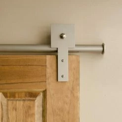 Quiet Glide 96 in. Cube Stick Satin Nickel Sliding Barn Door Round Track and Hardware Kit -Baldwin Sales Store satin nickel quiet glide barn door hardware qg 1300 cs 96 02 1f 1000