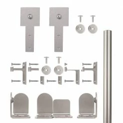 Quiet Glide 96 in. Cube Stick Satin Nickel Sliding Barn Door Round Track and Hardware Kit