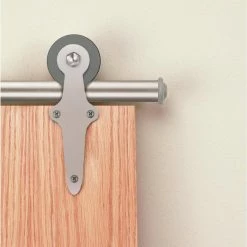 Quiet Glide 96 in. Wright Satin Nickel Sliding Barn Door Round Track and Hardware Kit -Baldwin Sales Store satin nickel quiet glide barn door hardware qg 1300 wr 96 02 4f 1000