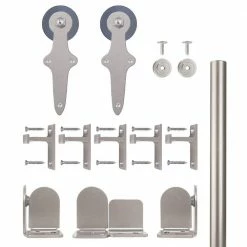 Quiet Glide 96 in. Wright Satin Nickel Sliding Barn Door Round Track and Hardware Kit