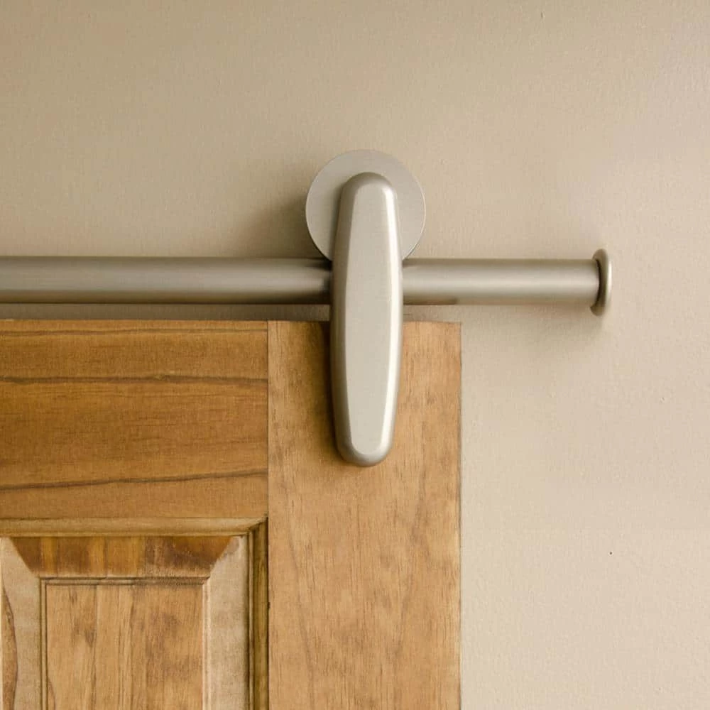 Quiet Glide 72 in. Vista Satin Nickel Sliding Barn Door Round Track and Hardware Kit 6 Quiet Glide 72 in. Vista Satin Nickel Sliding Barn Door Round Track and Hardware Kit - Image 4