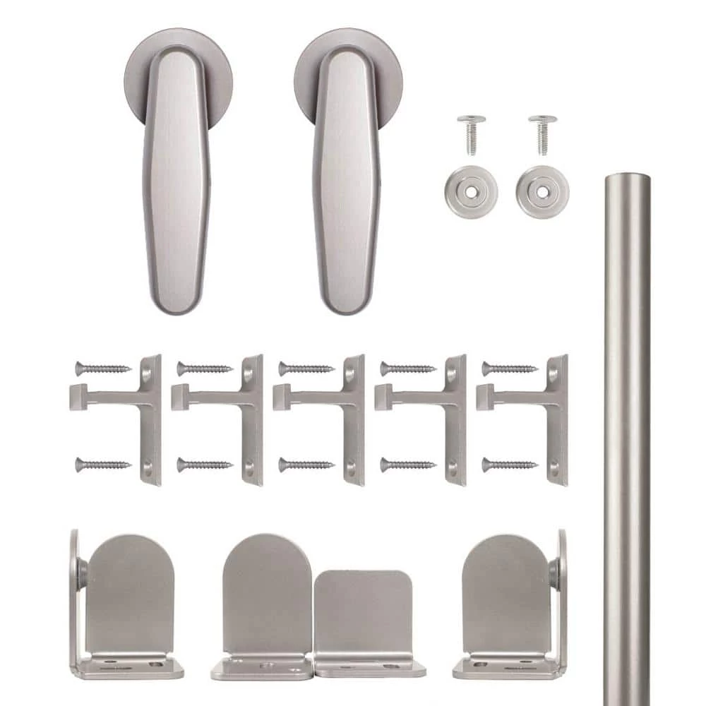 Quiet Glide 72 in. Vista Satin Nickel Sliding Barn Door Round Track and Hardware Kit 3 Quiet Glide 72 in. Vista Satin Nickel Sliding Barn Door Round Track and Hardware Kit