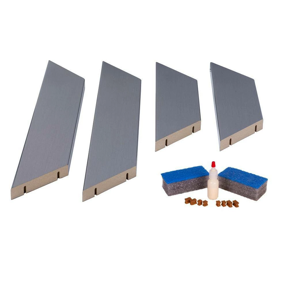 MirrorChic Moderna Crosshatch 3 in. x 30 in. x 36 in. DIY Mirror Frame Kit in Silver, Mirror Not Included 4 MirrorChic Moderna Crosshatch 3 in. x 30 in. x 36 in. DIY Mirror Frame Kit in Silver, Mirror Not Included - Image 2