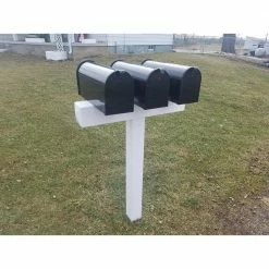 The Handy Post Post for 3 Mailboxes 42 in. x 31 in. x 5 in. Vinyl Sleeve, White -Baldwin Sales Store the handy post mailbox posts stands hp 1w3 1f 1000