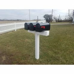 The Handy Post Post for 3 Mailboxes 42 in. x 31 in. x 5 in. Vinyl Sleeve, White -Baldwin Sales Store the handy post mailbox posts stands hp 1w3 44 1000