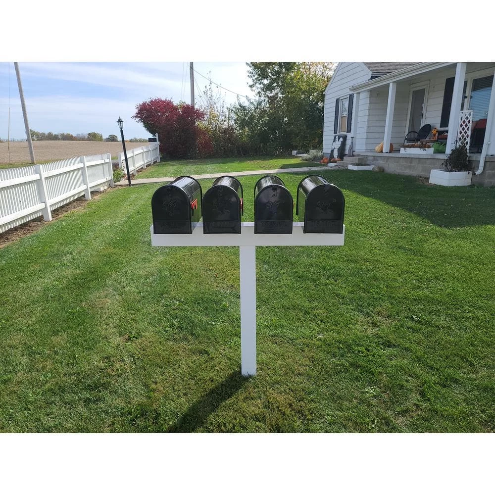 The Handy Post Post for 4 Mailboxes 42 in. x 45 in. x 5 in. Vinyl Sleeve in White 5 The Handy Post Post for 4 Mailboxes 42 in. x 45 in. x 5 in. Vinyl Sleeve in White - Image 3