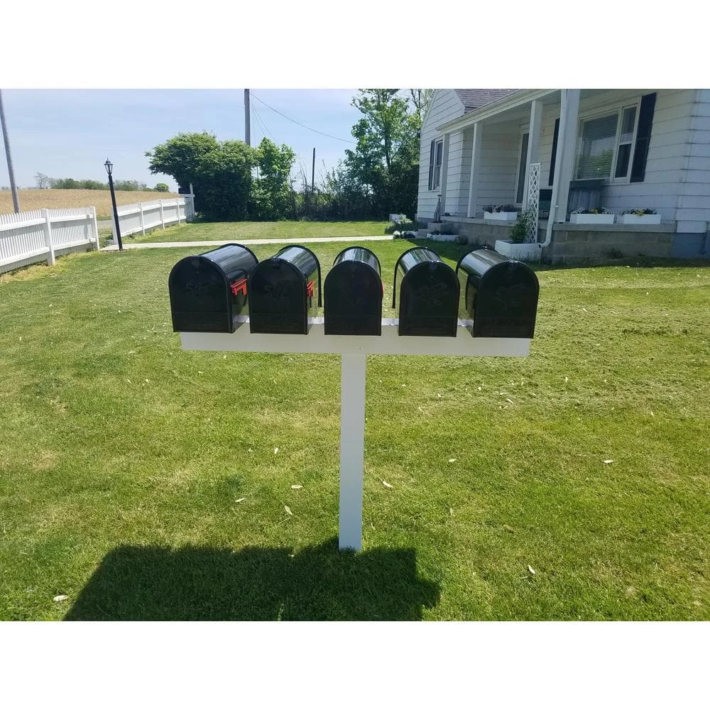 The Handy Post 42 in. x 54 in. Vinyl Post Sleeve for 5 Small, Medium, Large Mailboxes, White 4 The Handy Post 42 in. x 54 in. Vinyl Post Sleeve for 5 Small, Medium, Large Mailboxes, White - Image 2