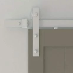 Quiet Glide 78-3/4 in. White Sliding Barn Door Hardware and Track Kit