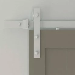 Quiet Glide 78-3/4 in. Soft Close White Sliding Barn Door Hardware and Track Kit -Baldwin Sales Store white quiet glide barn door hardware nt140009w01sc 1f 1000